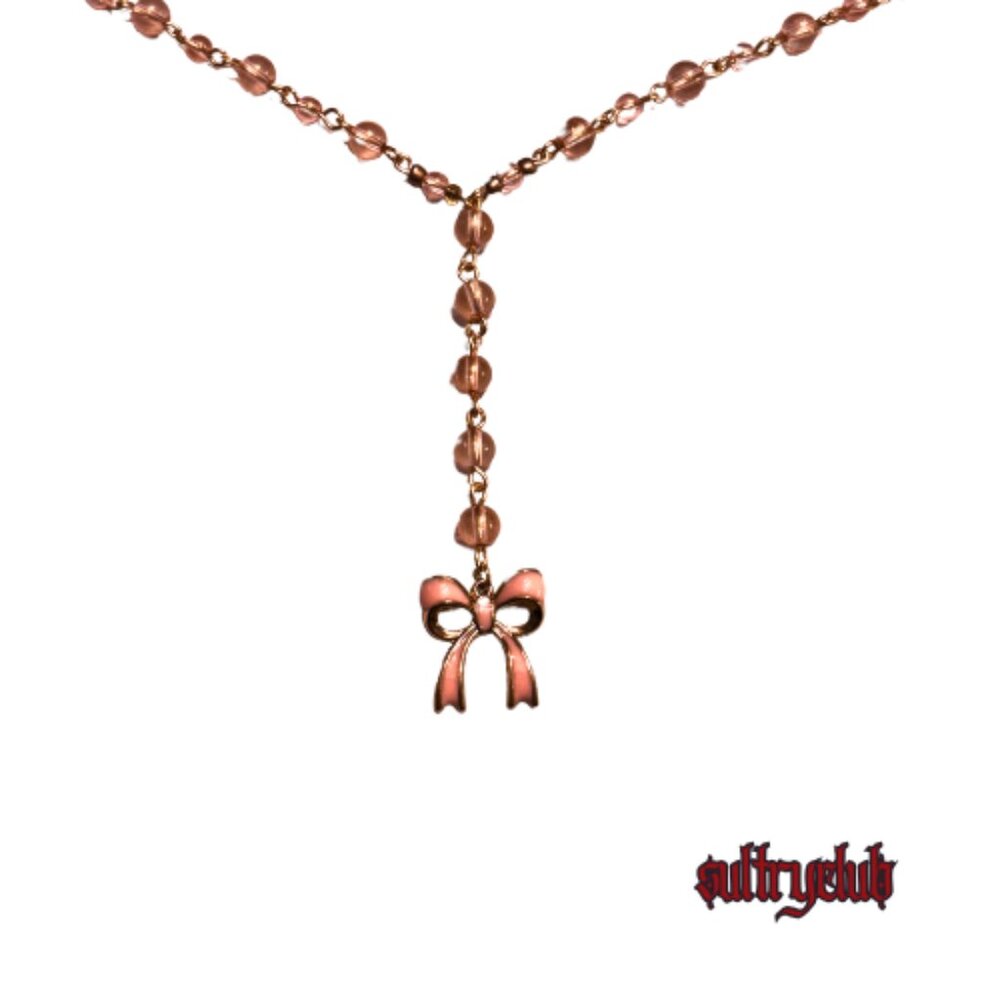 Rose Gold Bowtie Lariat Wrap Necklace